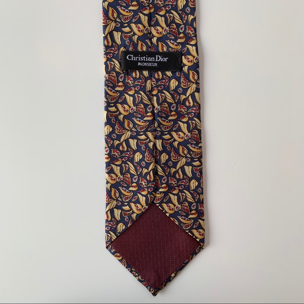 Christian Dior Monsieur Blue Pattern Mens Tie - Picture 5 of 6